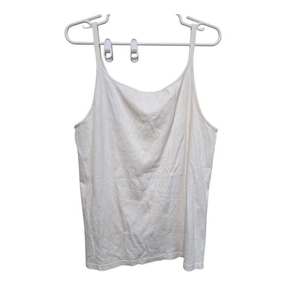 J.Crew White Fine Rib Cotton Tank Size 2X Plus Basic Layering Top - Picture 2 of 5